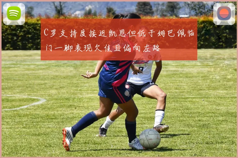 C罗支持度接近凯恩但低于姆巴佩临门一脚表现欠佳且偏向左路